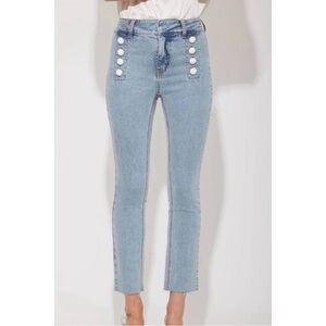 NEW GENERATION LOVE 29‎ justine denim pants in light blue wash white buttons